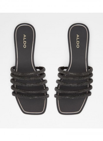 Roxy Embellished Strap Flat Sandals Black