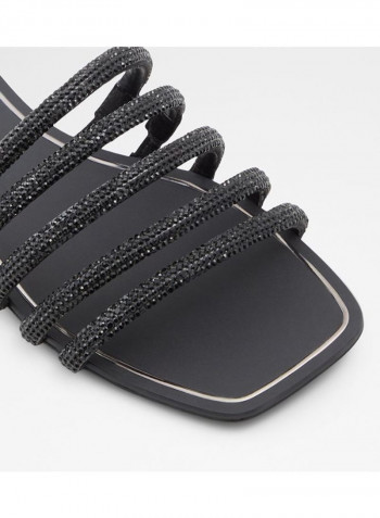 Roxy Embellished Strap Flat Sandals Black