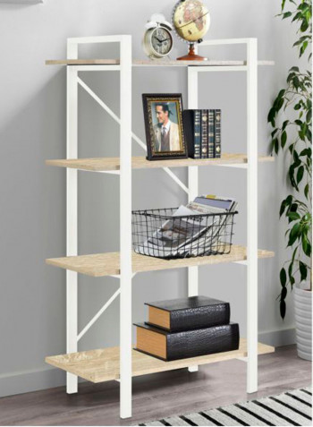 Lucas 4-Shelves Bookcase Beige/White 80x120x40cm