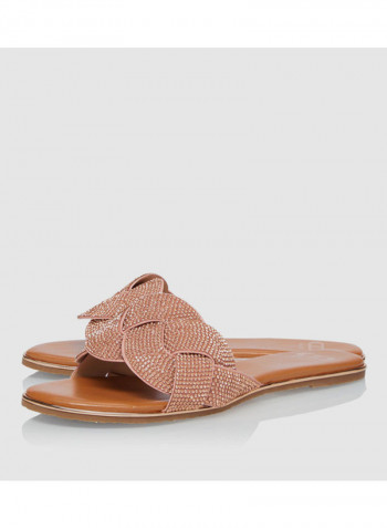 Lynnie Di Plaited Hotfix Flat Sandals Pink