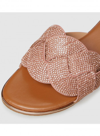 Lynnie Di Plaited Hotfix Flat Sandals Pink