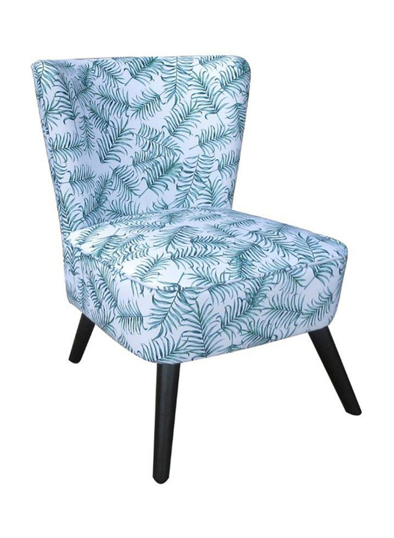 Janna Leaf Printed Easy Chair Blue