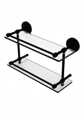 Prestige Regal Collection Double Gallery Glass Shelf Black/Clear 16x5inch