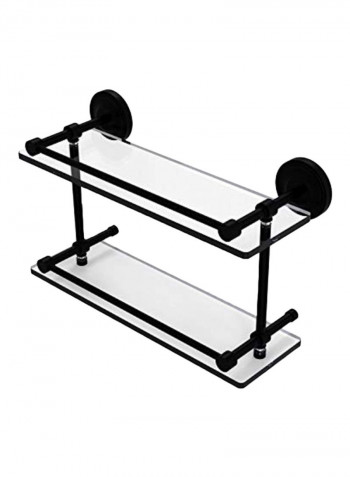 Prestige Regal Collection Double Gallery Glass Shelf Black/Clear 16x5inch
