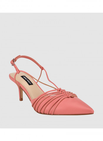 Syn Sling Back Mid Heeled Sandals Pink
