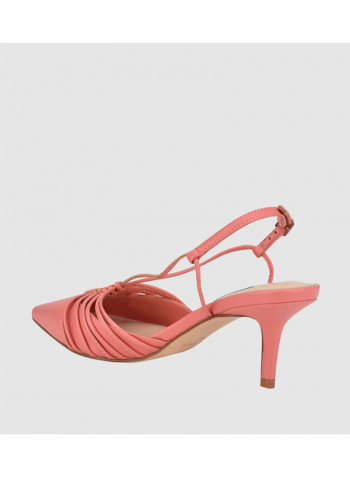 Syn Sling Back Mid Heeled Sandals Pink