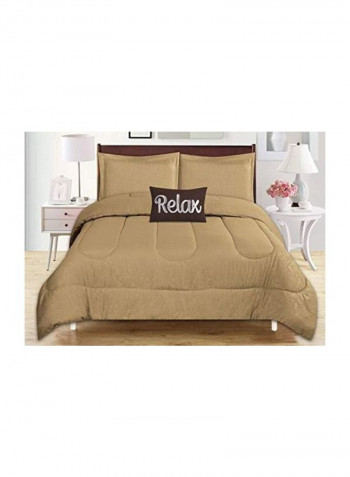 4-Piece Polyester Comforter Set Polyester Taupe