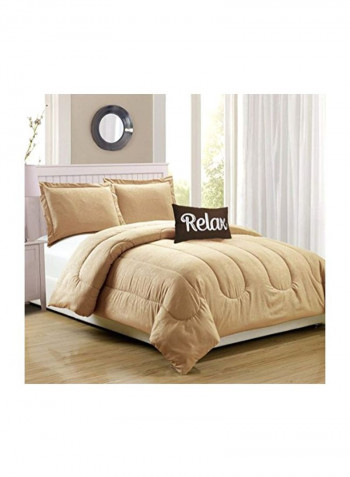 4-Piece Polyester Comforter Set Polyester Taupe