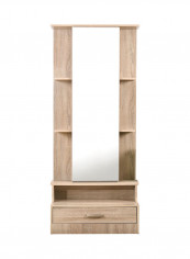 Cooper 1-Drawer Tall Dresser With Mirror And Storage Brown