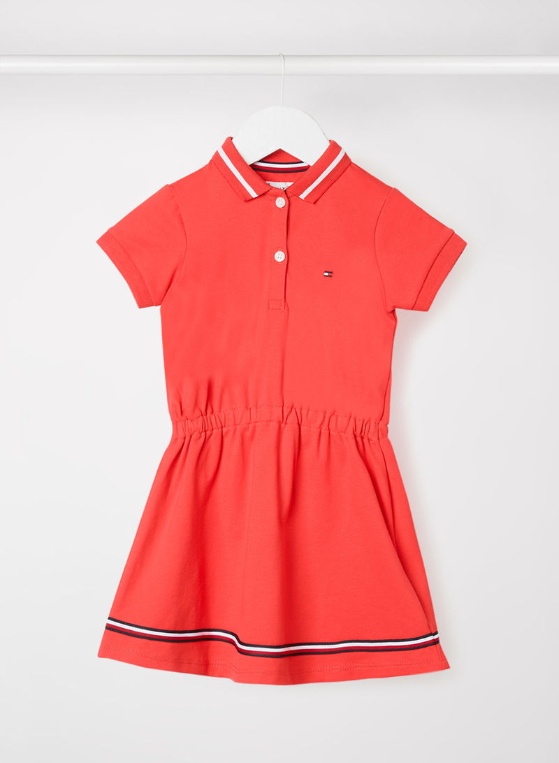 Kids/Teen Tipped Collar Polo Dress Red