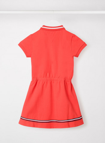 Kids/Teen Tipped Collar Polo Dress Red
