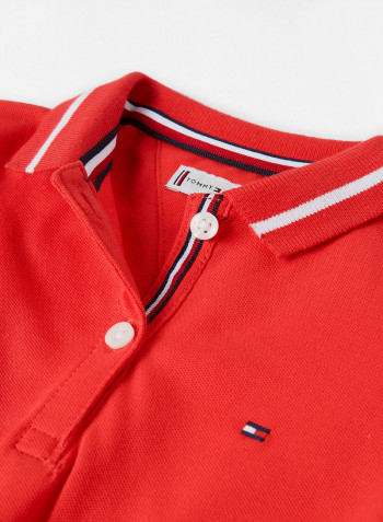 Kids/Teen Tipped Collar Polo Dress Red