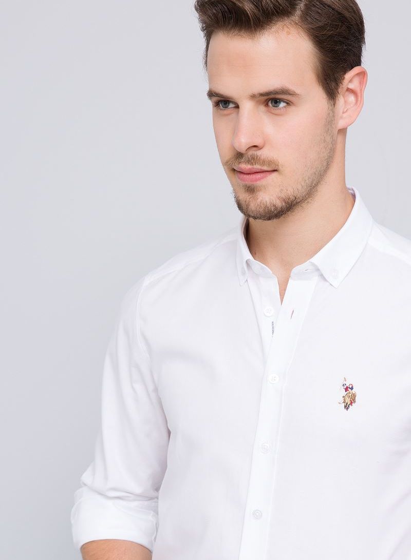 Solid Pattern Casual Shirt White