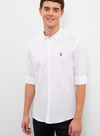 Solid Pattern Casual Shirt White