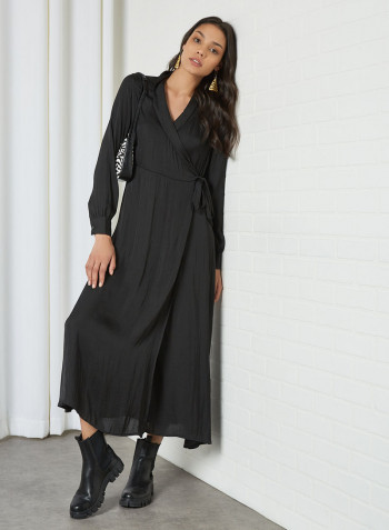 Wrap Front Dress Black