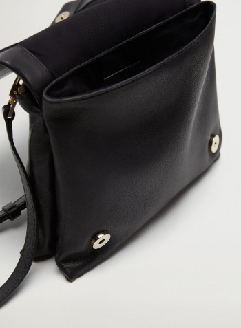 Atenea Flap Over Crossbody Bag Black