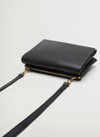 Atenea Flap Over Crossbody Bag Black