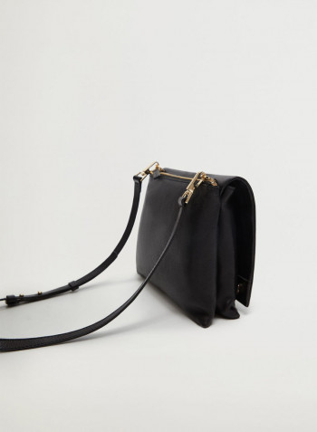 Atenea Flap Over Crossbody Bag Black
