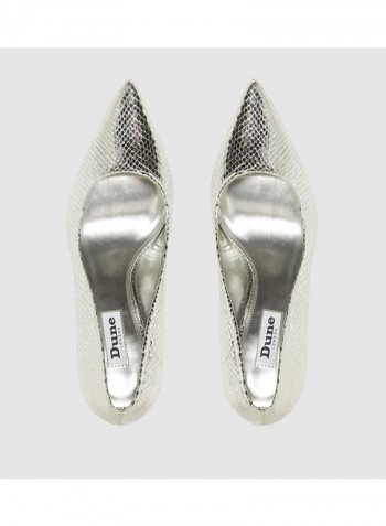 Textured Upper Heelsed Sandals Silver