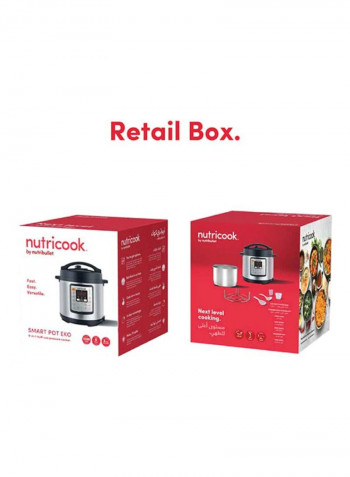 9 In 1 Multi Use Smart Pot Eco By Nutribullet Pressure Cooker, 6L, 1000W 6 l 1000 W Model No- NC-SPGD6 & Item code- NC-SPEK6 Silver/Black