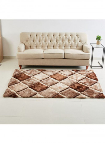 Rhombus 3D Textured Shaggy Rug Brown 230x160cm