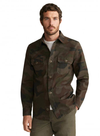 Camo Utility Shirt Jacket Khaki