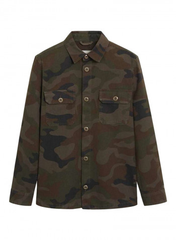 Camo Utility Shirt Jacket Khaki