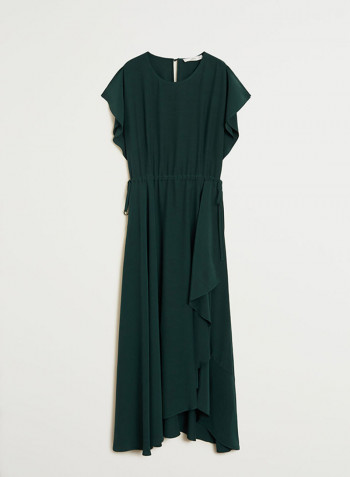 Verdena Ruffled Midi Dress Emerald