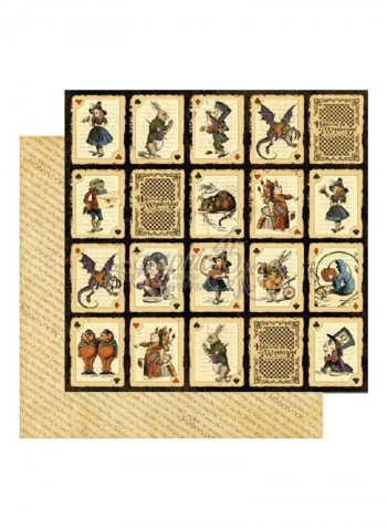 12-Piece Halloween In Wonderland Double Sided Paper Brown/Purple/Beige