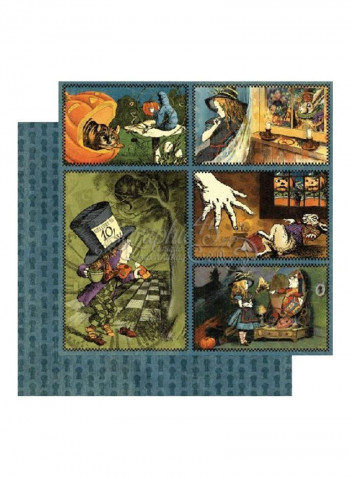12-Piece Halloween In Wonderland Double Sided Paper Brown/Purple/Beige