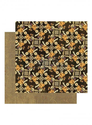 12-Piece Halloween In Wonderland Double Sided Paper Brown/Purple/Beige