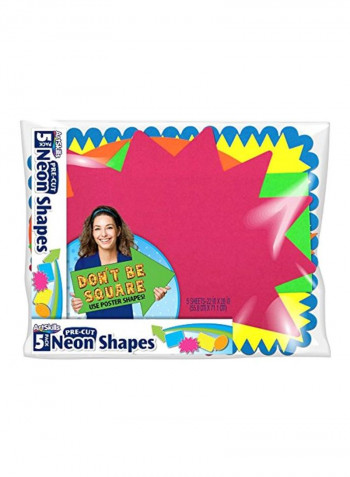 5-Piece Pre Cut Poster Board Shapes Pink/Green/Orange
