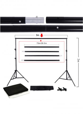 Photography Lighting Kit 2x3meter Black/White/Silver