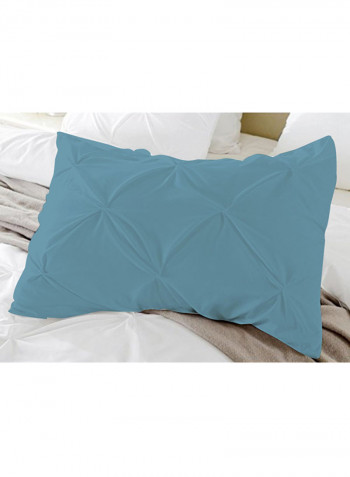 3-Piece Pinch Pleated Egyptian Cotton Duvet Cover Set Blue King