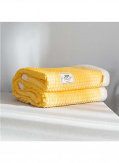 Soft Simple Warm Throw Blanket Cotton Yellow 150x200centimeter