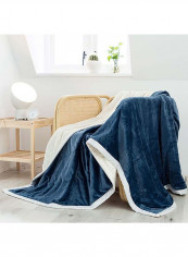 Flower Pattern Warm Bed Blanket Cotton Blue 150x200centimeter