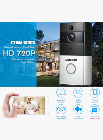 720P Wifi Visual Intercom Door Phone Multicolour 14.3x7.5x3.2centimeter
