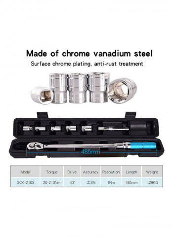 7-Piece Steel Torque Wrench Socket Set Multicolour
