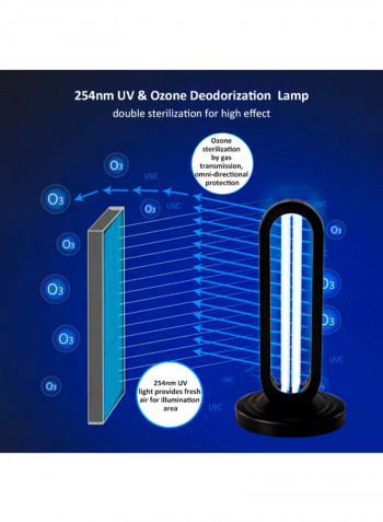 Household Ultraviolet 3-Level Adjustable Timer Sterilizer Lamp Black 46.6 x 21.2 x 21.2centimeter