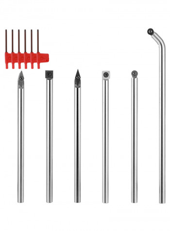 7-Piece Multi-Functional Carbide Insert Cutter Tool Set Silver/Red
