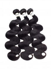 3-Piece Brazilian Unprocessed Wavy Virgin Human Hair Extension Black 10inch