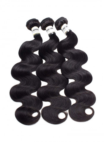 3-Piece Brazilian Unprocessed Wavy Virgin Human Hair Extension Black 10inch