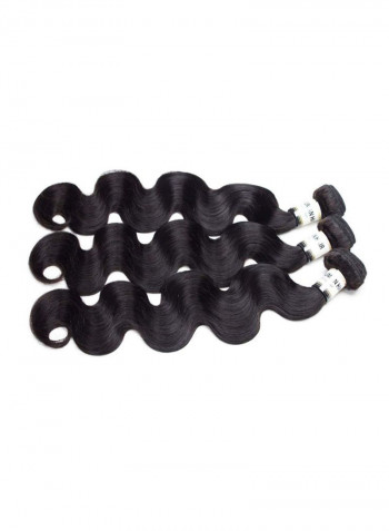 3-Piece Brazilian Unprocessed Wavy Virgin Human Hair Extension Black 10inch
