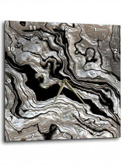 Melted Metal Look Printed Wall Clock Grey/Black 10x10x0.1inch