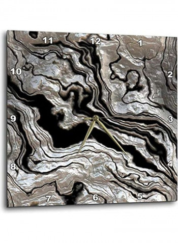 Melted Metal Look Printed Wall Clock Grey/Black 10x10x0.1inch
