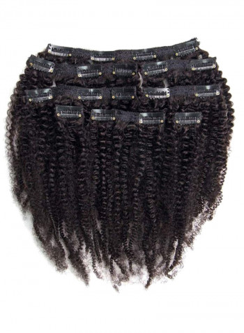 8-Piece Unprocessed Double Weft Remy Curly Clip-In Hair Wig Set Black 14inch