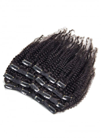 8-Piece Unprocessed Double Weft Remy Curly Clip-In Hair Wig Set Black 14inch