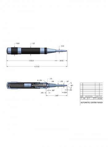 Automatic Center Punch With Adjustable Stroke Silver/Black 1x1.1x5.5inch