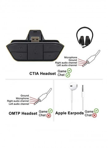 Stereo Headset Adapter With USB Charging Cable For Xbox One Controller