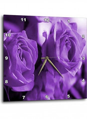 Three Dusty Purple Roses Wall Clock Purple 15 X 15inch